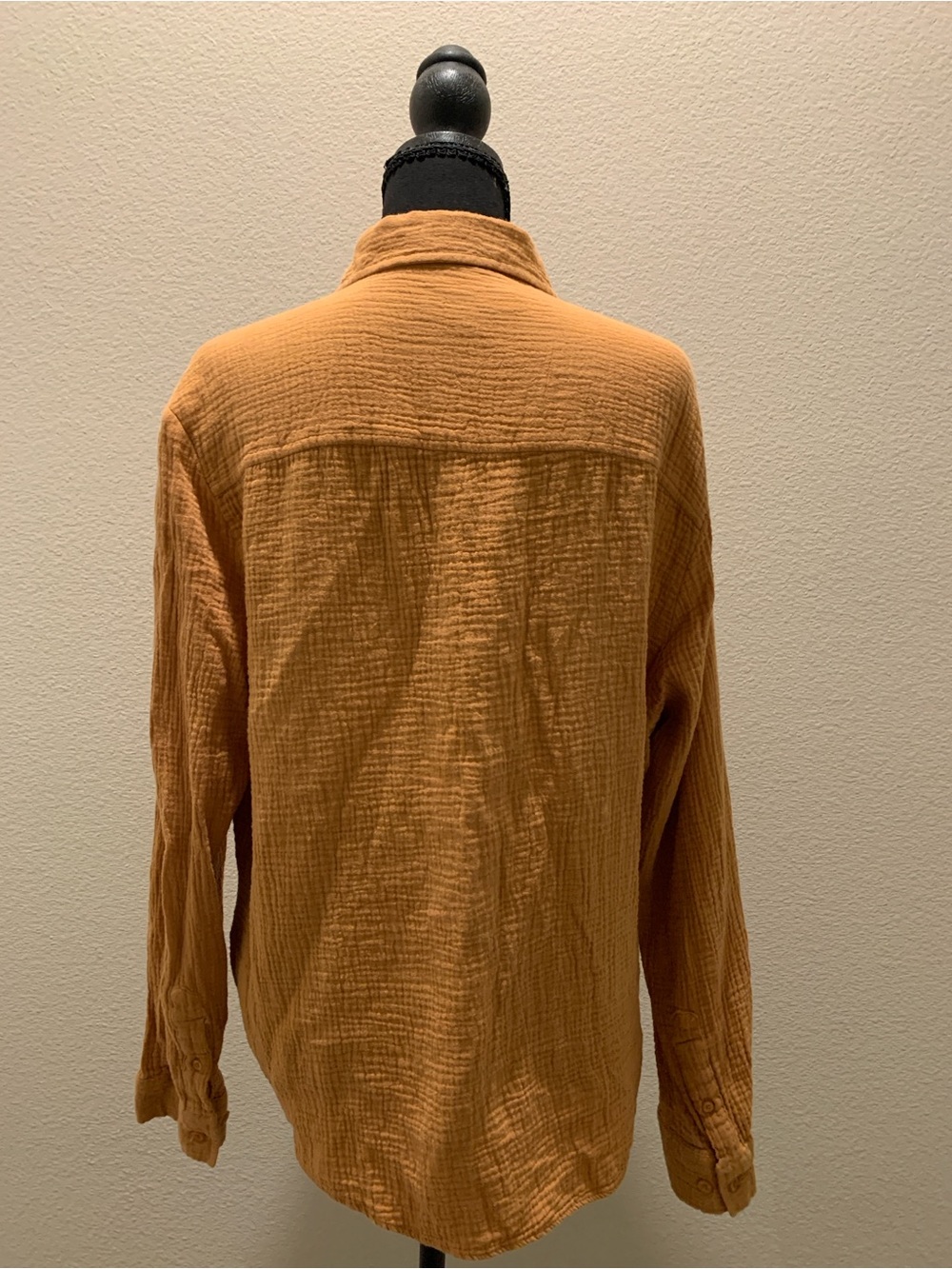 And Now This 100% Cotton Textured Button-Down Shirt in Mustard (Size L) - Picture 4 of 5